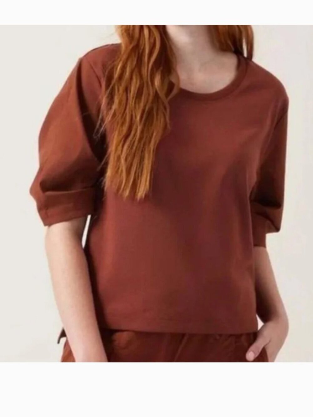 ATHLETA Harlow Hybrid Tee Ancient Mahogany Size Small